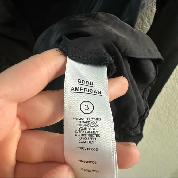 Good American wrap tux silky black collared blouse - Picture 9 of 13